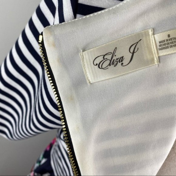 Eliza J Striped Floral Dress Size 8 - Picture 4 of 7
